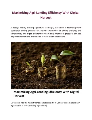 Maximizing Agri-Lending Efficiency With Digital Harvest