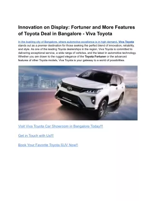 Innovation on Display_ Fortuner and More Features of Toyota Deal in Bangalore - Viva Toyota