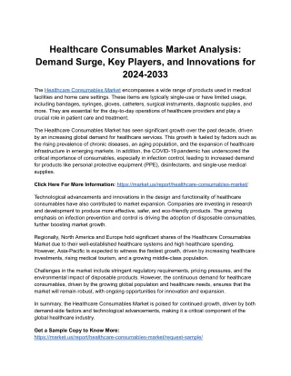 Healthcare Consumables Market Forecast 2024-2033: Key Trends and Industry Analys