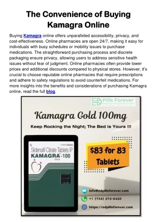 The Convenience of Buying Kamagra Online