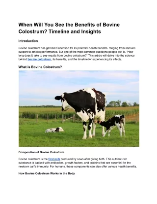 How Long Does It Take to See Results from Bovine Colostrum?