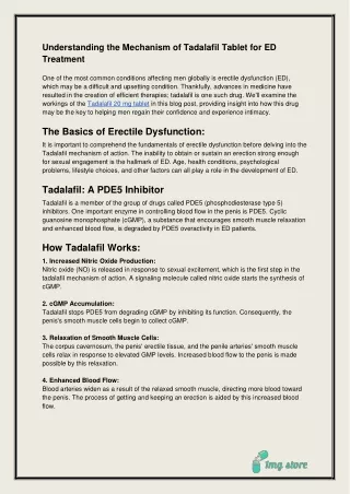 Understanding the Mechanism of Tadalafil Tablet for ED Treatment