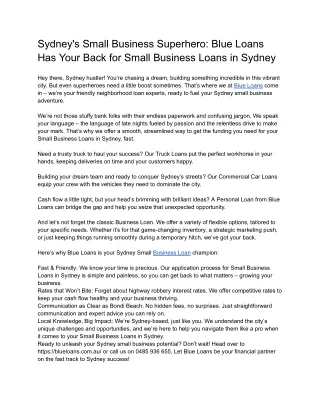 Business Loan in Sydney