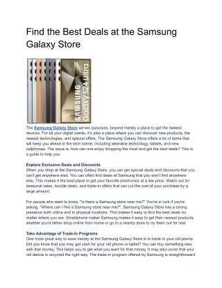 Find the Best Deals at the Samsung Galaxy Store