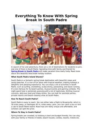 Everything To Know With Spring Break In South Padre