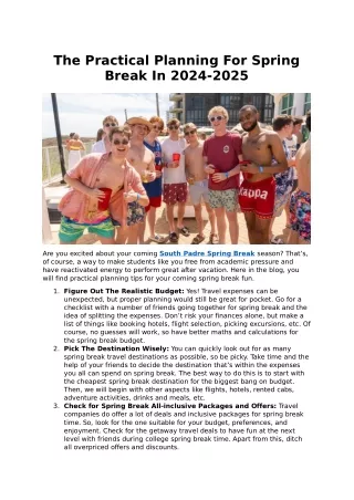 The Practical Planning For Spring Break In 2024-2025