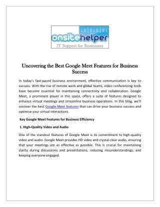 Uncovering the Best Google Meet Features for Business Success