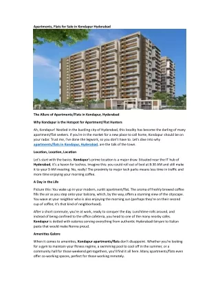 aparments for sale in kondapur