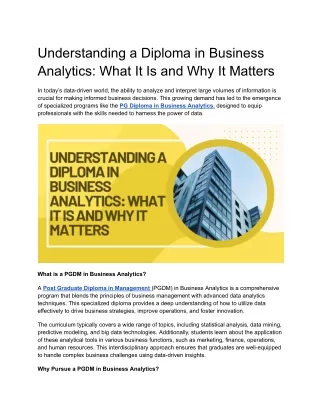 Understanding a Diploma in Business Analytics_ What It Is and Why It Matters