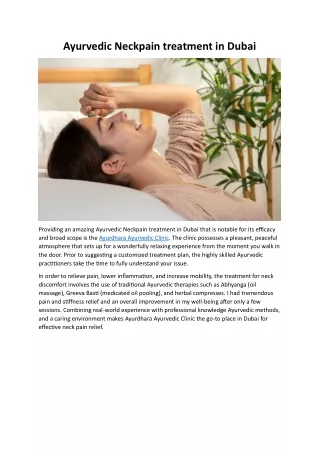 Ayurvedic Neckpain treatment in Dubai