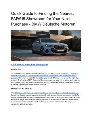 Quick Guide to Finding the Nearest BMW i5 Showroom for Your Next Purchase - BMW Deutsche Motoren