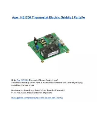 Apw 1481700 Thermostat Electric Griddle _ PartsFe