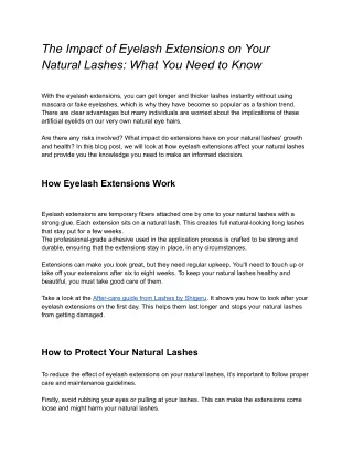 The Impact of Eyelash Extensions on Your Natural Lashes_ What You Need to Know