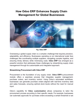 How Odoo ERP Enhances Supply Chain Management