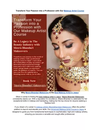 Transform Your Passion into a Profession with Our Makeup Artist Course