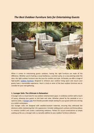 The Best Outdoor Furniture Sets for Entertaining Guests