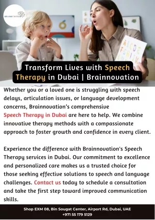 Transform Lives with Speech Therapy in Dubai | Brainnovation