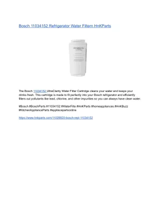 Bosch 11034152 Refrigerator Water Filtern HnKParts