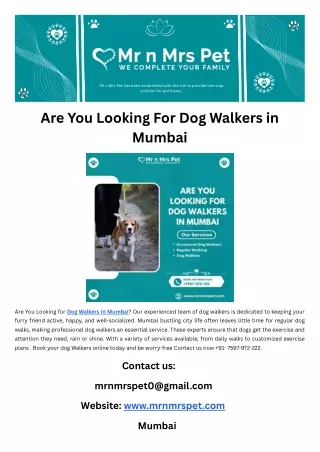 Are You Looking For Dog Walkers in Mumbai