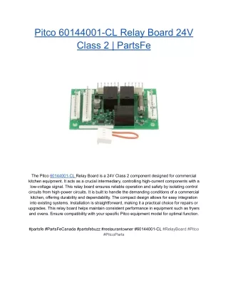Pitco 60144001-CL Relay Board 24V Class 2 _ PartsFe