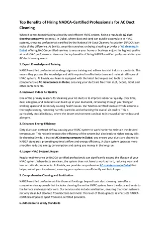 Top Benefits of Hiring NADCA-Certified Professionals for AC Duct Cleaning