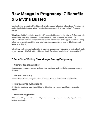 Raw Mango in Pregnancy_ 7 Benefits & 6 Myths Busted