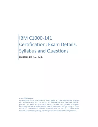 IBM C1000-141 Certification: Exam Details, Syllabus and Questions