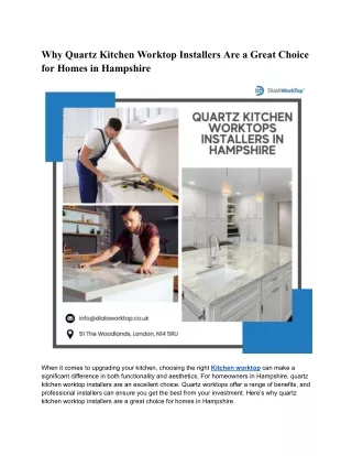 Why Quartz Kitchen Worktop Installers Are a Great Choice for Homes in Hampshire