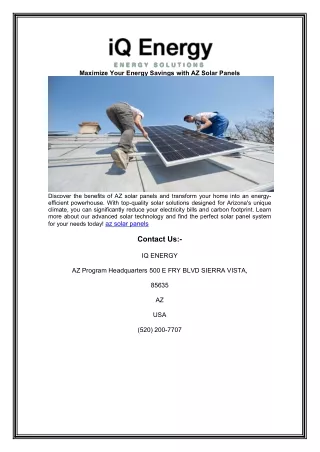 Maximize Your Energy Savings with AZ Solar Panels
