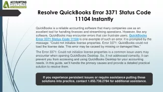 How to eliminate QuickBooks Error 3371 Status Code 11104