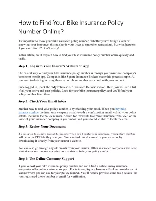 How to Find Your Bike Insurance Policy Number Online