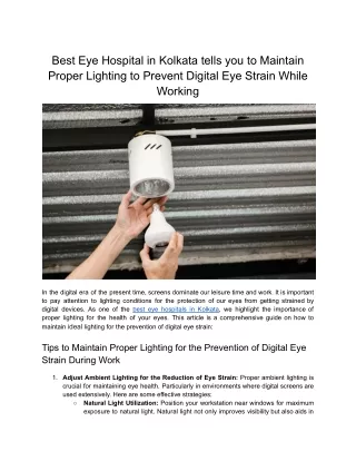 Best Eye Hospital in Kolkata tells you to Maintain Proper Lighting to Prevent Digital Eye Strain While Working