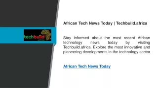African Tech News Today  Techbuild.africa