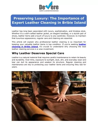 Preserving Luxury: The Importance of  Expert Leather Cleaning in Bribie Island