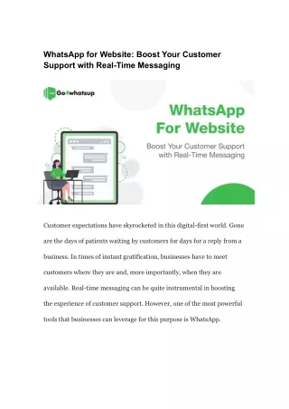 WhatsApp for Website: Boost Your Customer Support with Real-Time Messaging