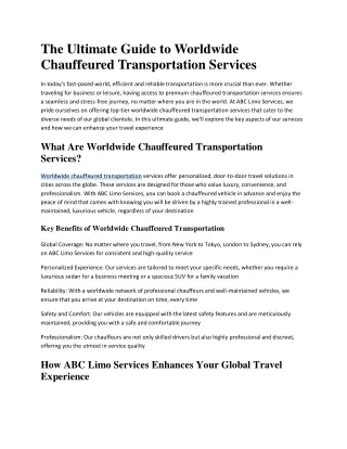 worldwide chauffeured transportation
