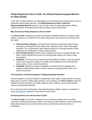 Philips Respironics Alice 6 LDxN_ The Ultimate Polysomnograph Machine for Sleep Studies