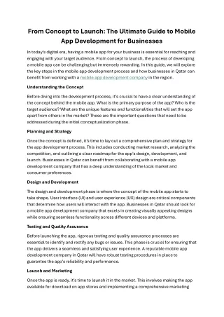 From Concept to Launch The Ultimate Guide to Mobile App Development for Businesses