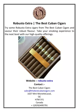 Robusto Extra | The Best Cuban Cigars
