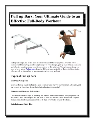 Pull up Bars Your Ultimate Guide to an Effective Full-Body Workout