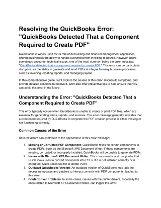 Resolving the QuickBooks Error_ _QuickBooks Detected That a Component Required to Create PDF_