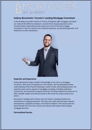 Aubrey Borenstein: Toronto’s Leading Mortgage Consultant