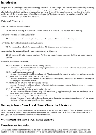 Getting to Know Your Local House Cleaner in Allentown