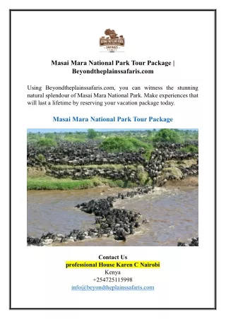 Masai Mara National Park Tour Package | Beyondtheplainssafaris.com