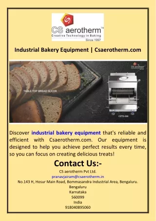 Industrial Bakery Equipment  Csaerotherm.com