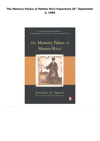 read the memory palace of matteo ricci     paperback â€“ september 3,