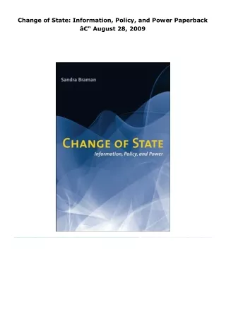 read change of state: information, policy, and power     paperback â€“