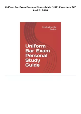 read uniform bar exam personal study guide (ube)     paperback â€“ apr