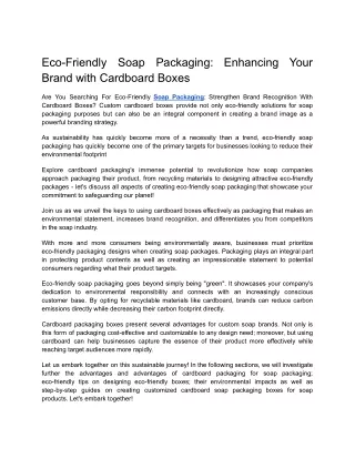 Eco-Friendly Soap Packaging_ Enhancing Your Brand with Cardboard Boxes