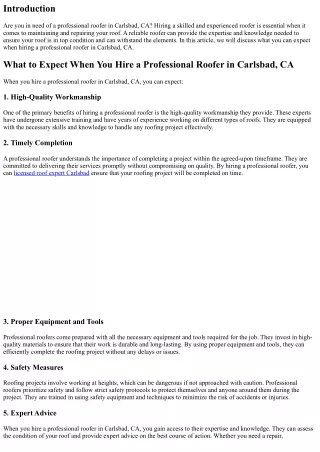 What to Expect When You Hire a Professional Roofer in Carlsbad, CA